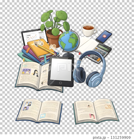 Reading, learning, studying set. Illustration 131259909