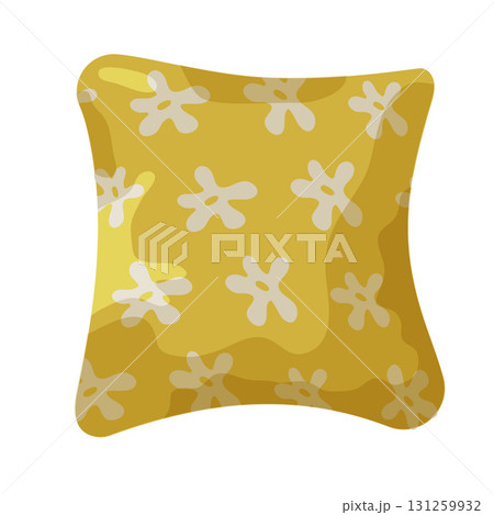 Bright yellow decorative pillow with playful pattern for home interior enhancement Bright yellow decorative pillow with playful pattern for home interior enhancement 131259932