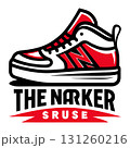 Stylish Sneaker Logo Design, Red and White Branding Emblem for Company 131260216