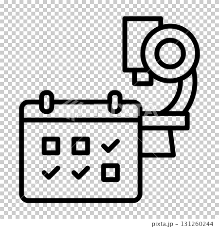 Icons representing research schedules, including a microscope and a calendar. Icons representing research schedules, including a microscope and a calendar. 131260244