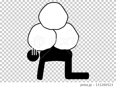 Icon of a person carrying a stone, representing someone with a heavy mental burden 131260523