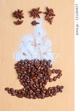 Coffee cup made from roasted beans Coffee cup made from roasted beans 131260877