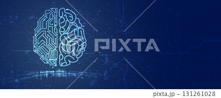 Abstract futuristic network and artificial intelligence technology background 131261028
