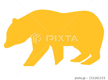 歩くクマのシルエット(イエロー) 歩くクマのシルエット(イエロー) 131261153