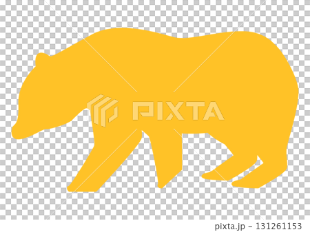 歩くクマのシルエット(イエロー) 歩くクマのシルエット(イエロー) 131261153