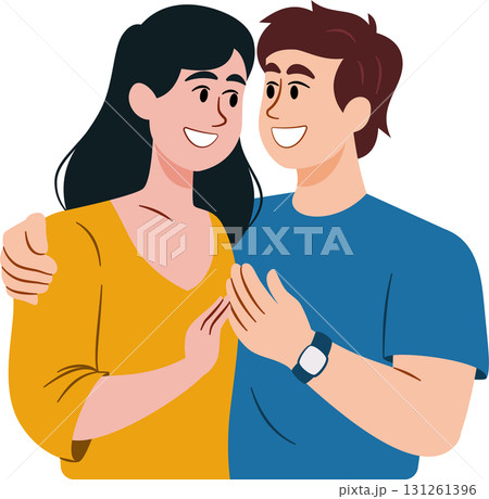 Male and female couples embrace each other in love with ethnic diversity and skin color Male and female couples embrace each other in love with ethnic diversity and skin color 131261396