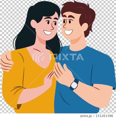 Male and female couples embrace each other in love with ethnic diversity and skin color Male and female couples embrace each other in love with ethnic diversity and skin color 131261396