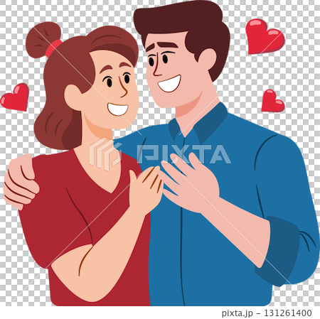 Male and female couples embrace each other in love with ethnic diversity and skin color 131261400