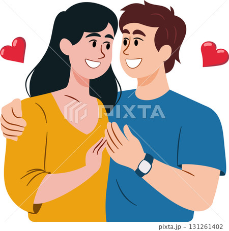 Male and female couples embrace each other in love with ethnic diversity and skin color Male and female couples embrace each other in love with ethnic diversity and skin color 131261402