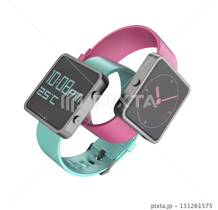 Smartwatches with different colored straps Smartwatches with different colored straps 131261575