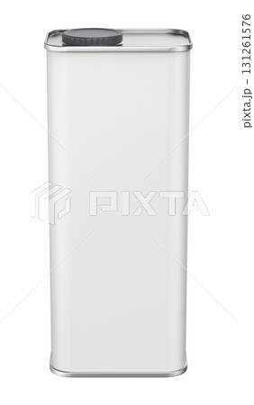 White blank square tin can for olive oil, motor oil or other liquids 131261576