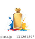 Vsai golden perfume bottle splashing with colorful paint 131261897