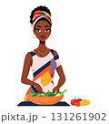Vsai young woman preparing a healthy salad with fresh vegetables 131261902