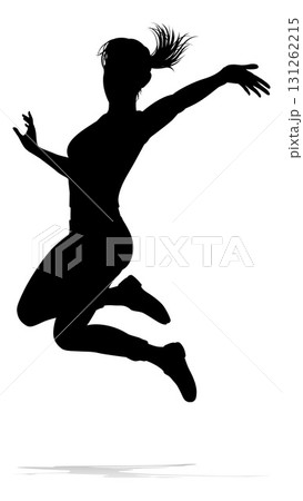 Happy Woman Jumping For Joy Silhouette Person Happy Woman Jumping For Joy Silhouette Person 131262215