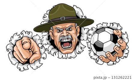 Drill Instructor Sergeant Soccer Football Mascot Drill Instructor Sergeant Soccer Football Mascot 131262221