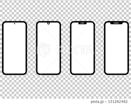 Front view of a monochrome smartphone on a black background 131262482