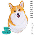 お茶をするコーギー 131262553