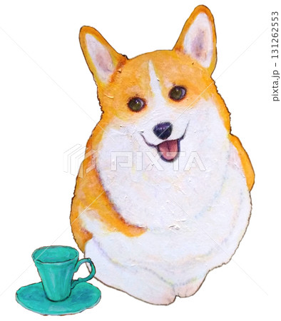 お茶をするコーギー 131262553