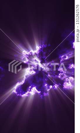 Abstract purple energy cloud radiating with bright rays of light 131262576