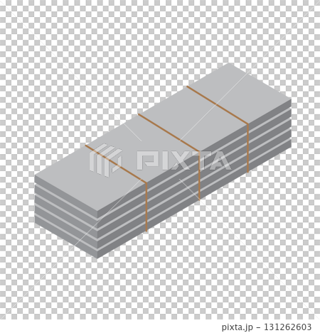 Isometric illustration of stacked metal plates 131262603