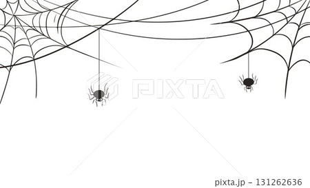 Horizontal banner with web and spiders Horizontal banner with web and spiders 131262636