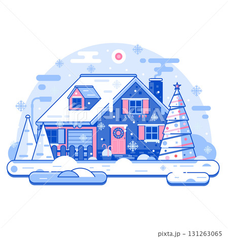 Winter House with Christmas Decorations Winter House with Christmas Decorations 131263065