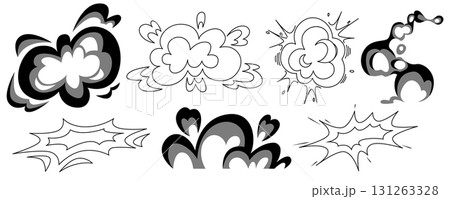 Black and white manga explosive effect clouds 131263328