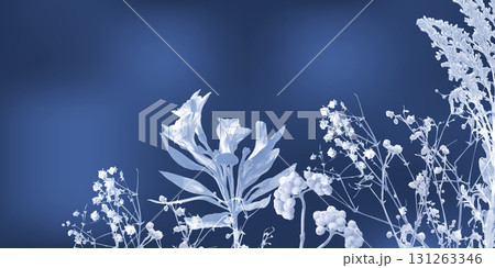 Cyanotype botanical garden border 131263346