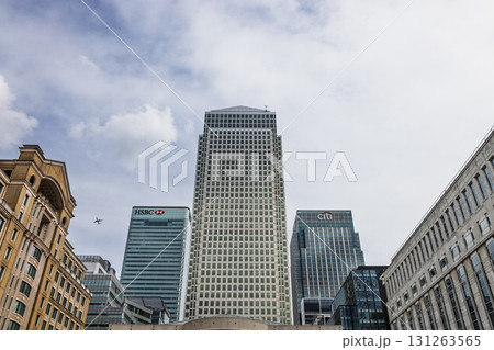 Canary Wharf London Skyline with Financial District Towers. London, UK, 16 April 2023 131263565