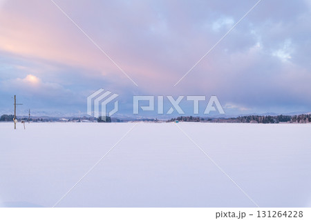 少し夕焼けした雪原 131264228