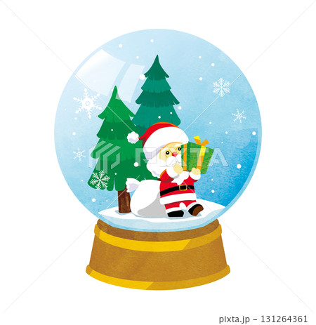 サンタクロースとモミの木のスノードーム サンタクロースとモミの木のスノードーム 131264361