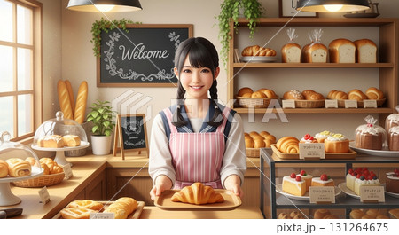 パン屋さんのアルバイトの女性 パン屋さんのアルバイトの女性 131264675