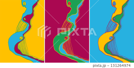 Colorful abstract geometric vector triptych design 131264974
