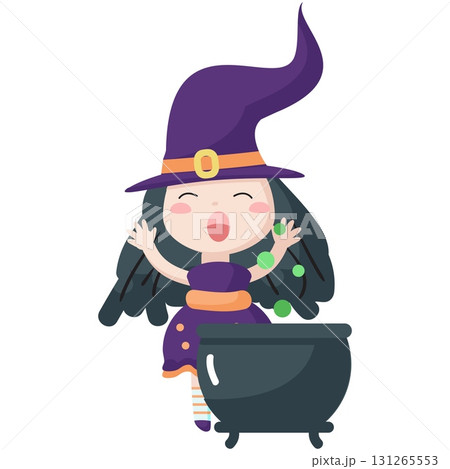Witch cooking poison telling spell vector icon Witch cooking poison telling spell vector icon 131265553