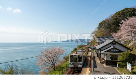 海の見える駅の風景 131265729