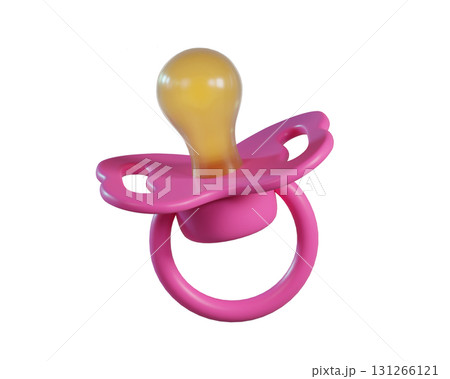 3D Pink Baby Pacifier icon. Silicone Nipple. Newborn girl accessory in soft pastel colors isolated on a transparent background. 3D render 3D Pink Baby Pacifier icon. Silicone Nipple. Newborn girl accessory in soft pastel colors isolated on a transparent background. 3D render 131266121