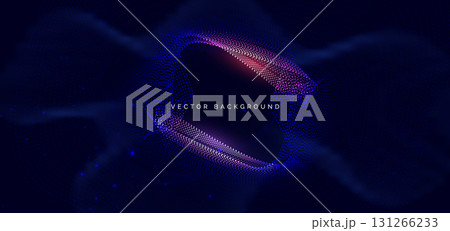 Wave dotted digital glowing on dark background. Futuristic technology data communication science concept. 131266233