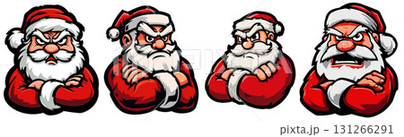 Cartoon Character of an Angry Santa Claus Isolated on Transparent - Generative Ai 131266291