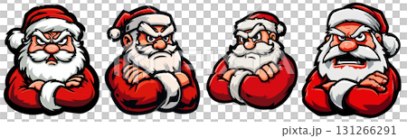 Cartoon Character of an Angry Santa Claus Isolated on Transparent - Generative Ai 131266291