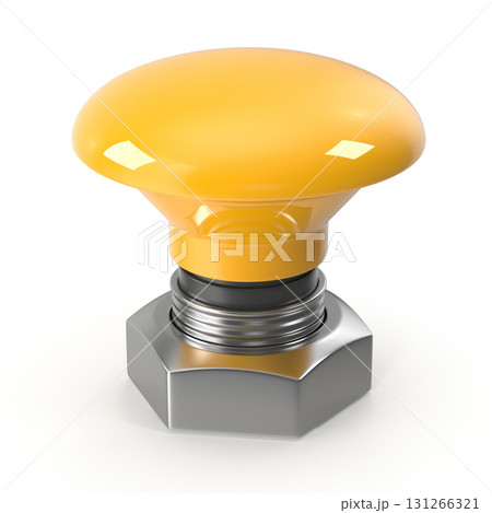 Yellow push button on hexagonal nut 131266321