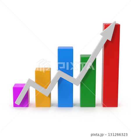 Growth chart with an upward trend arrow 131266323