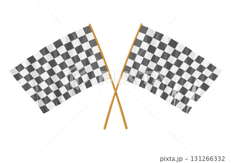 Checkered racing flags crossing each other finish line celebration Checkered racing flags crossing each other finish line celebration 131266332