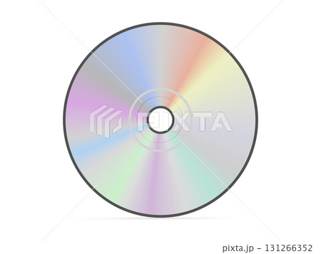 Shiny silver compact disc on white surface 131266352