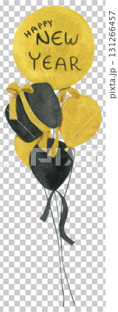 New Year Balloon Watercolor Countdown Black Gold Festive Holiday Decoration Illustration New Year Balloon Watercolor Countdown Black Gold Festive Holiday Decoration Illustration 131266457