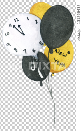 New Year Balloon Watercolor Countdown Black Gold Festive Holiday Decoration Illustration New Year Balloon Watercolor Countdown Black Gold Festive Holiday Decoration Illustration 131266458