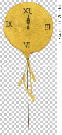 New Year Balloon Watercolor Countdown Black Gold Festive Holiday Decoration Illustration 131266463