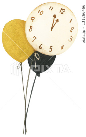New Year Balloon Watercolor Countdown Black Gold Festive Holiday Decoration Illustration New Year Balloon Watercolor Countdown Black Gold Festive Holiday Decoration Illustration 131266466