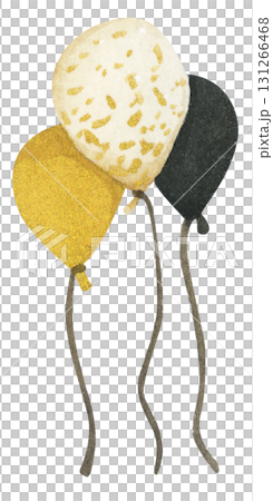New Year Balloon Watercolor Countdown Black Gold Festive Holiday Decoration Illustration 131266468