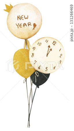 New Year Balloon Watercolor Countdown Black Gold Festive Holiday Decoration Illustration New Year Balloon Watercolor Countdown Black Gold Festive Holiday Decoration Illustration 131266469