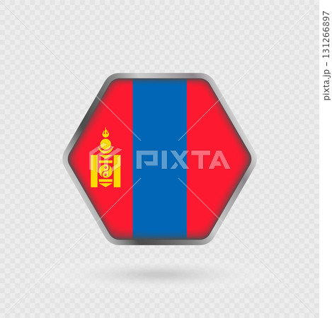 Mongolia flag in a hexagon frame. Mongolia flag in a hexagon frame. 131266897